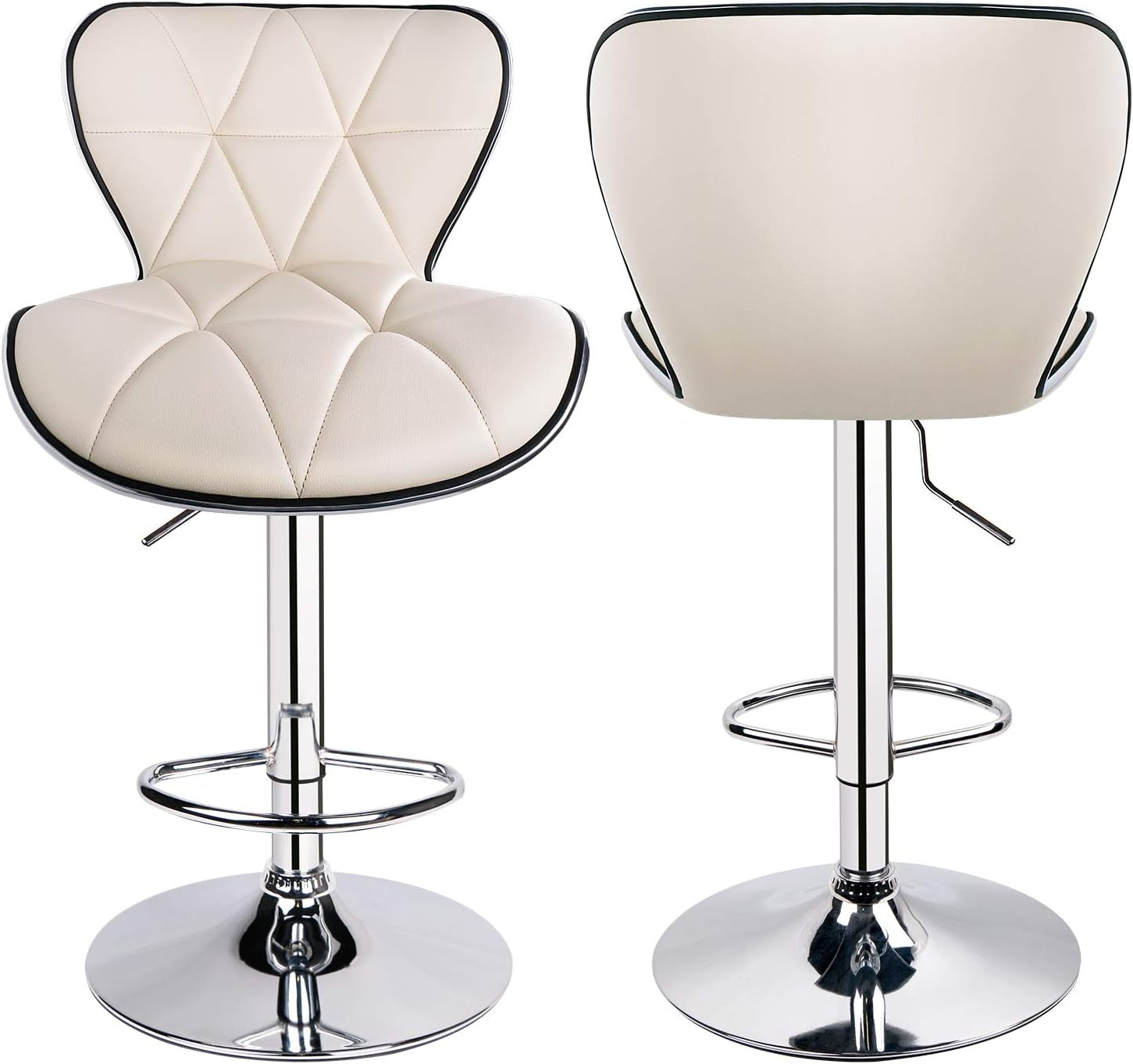 Beige Adjustable Swivel Bar Stools Set Of 3 For Kitchen