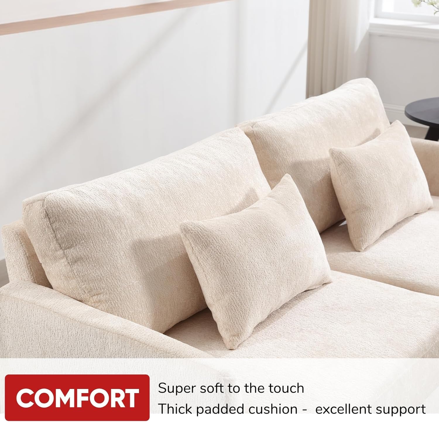 Beige Chenille 2 Piece Living Room Furniture Set Loveseat And Accent Chair Mid Century Modern