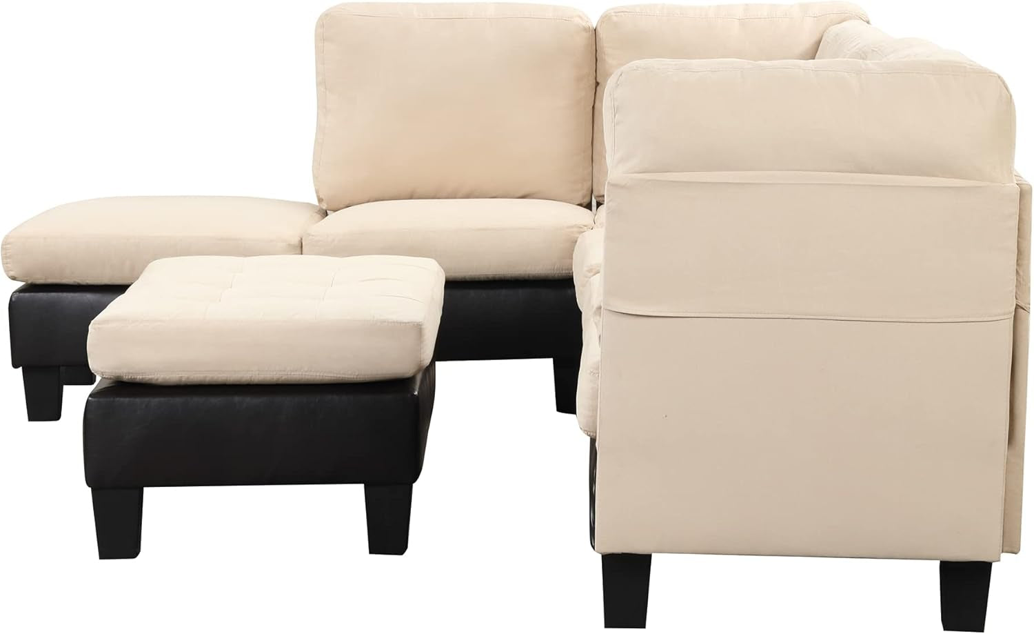Beige L Shaped Sectional Sofa With Reversible Chaise