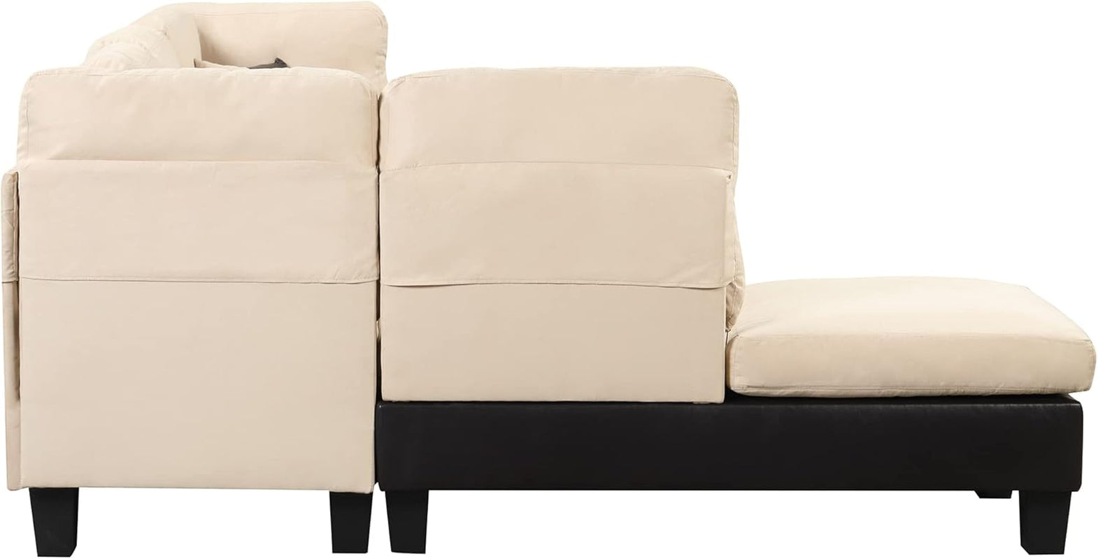 Beige L Shaped Sectional Sofa With Reversible Chaise