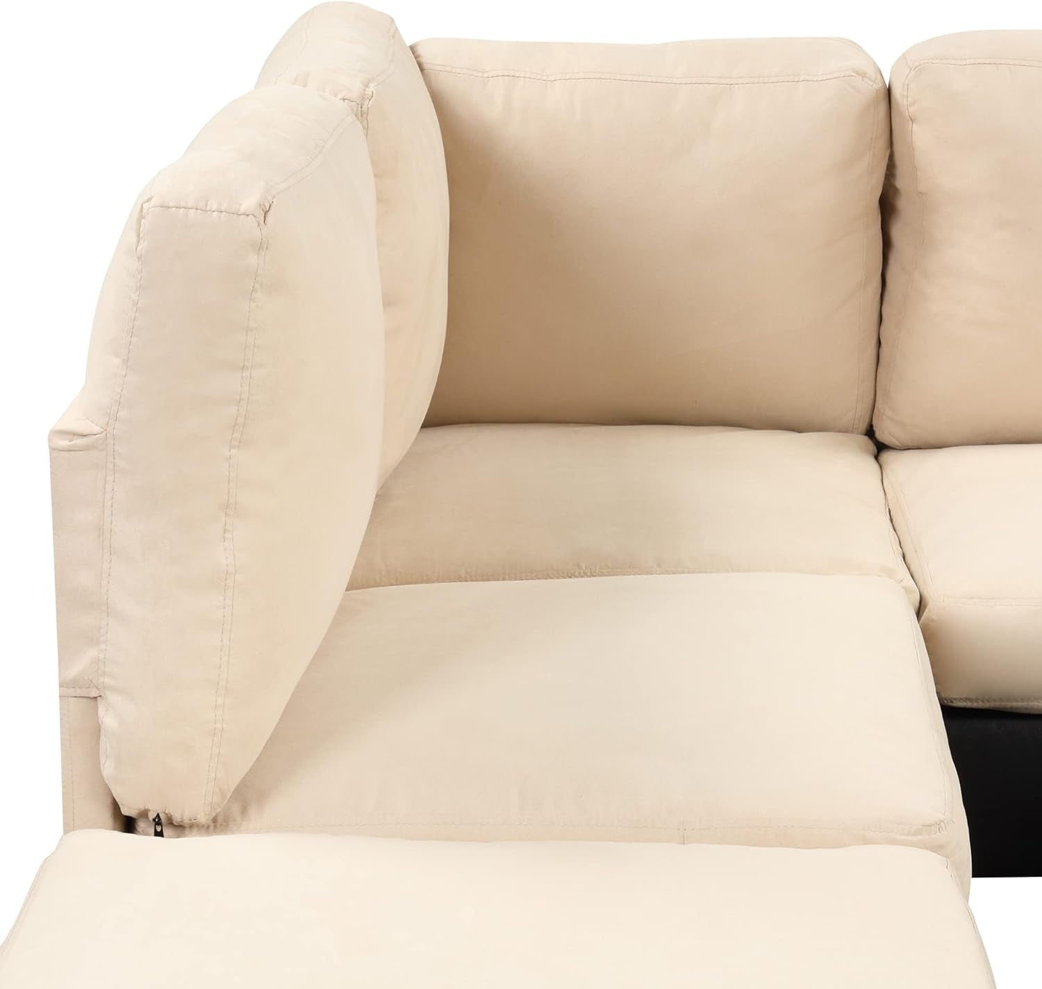 Beige L Shaped Sectional Sofa With Reversible Chaise