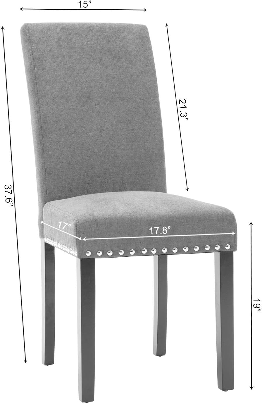 Beige Upholstered Dining Chairs With Nailhead Trim Set Of 4