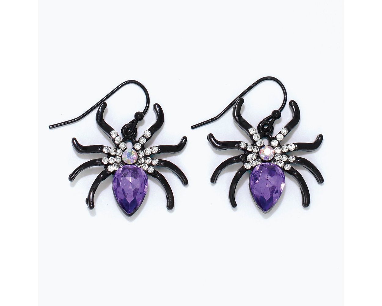 Bejeweled Purple Web Crawlers Earrings
