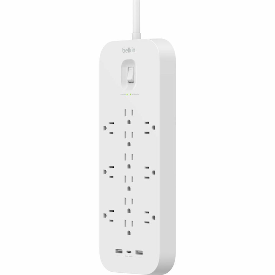 Belkin 12-Outlets Surge Suppressor/Protector - 2 x USB Type A, 1 x USB Type C, 12 x NEMA
