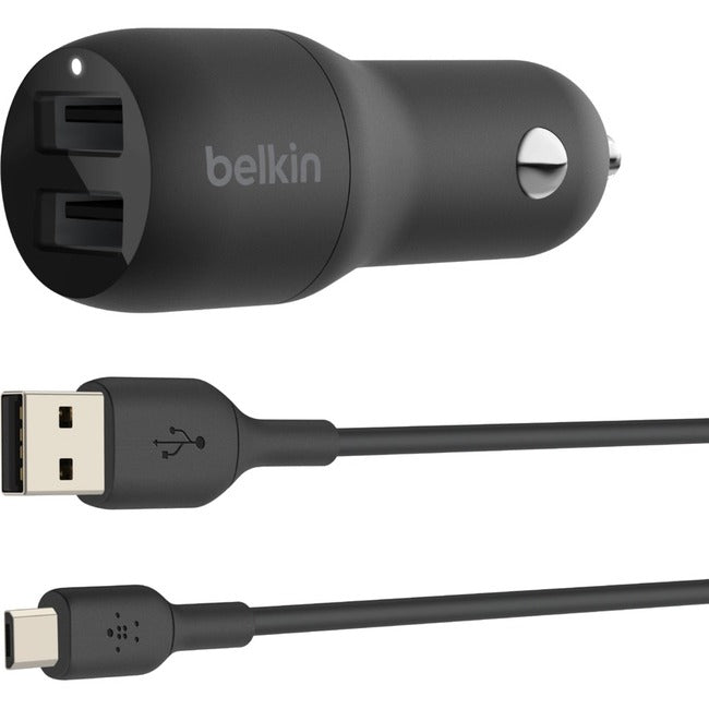 Belkin BoostCharge Dual USB-A Car Charger 24W (USB-A to Micro-USB Cable included) CCE002BT1MBK