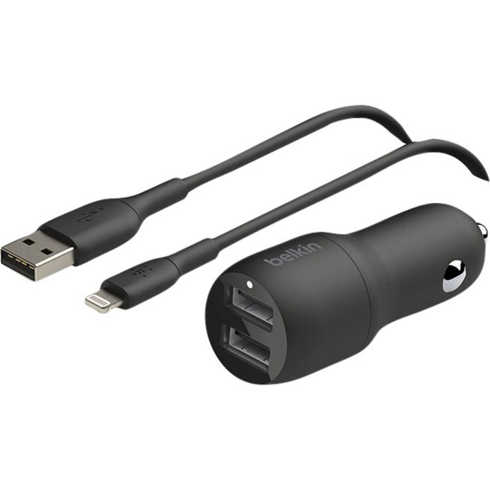 Belkin BoostCharge Dual USB-A Car Charger 24W + USB-A to USB-C Cable CCE001BT1MBK