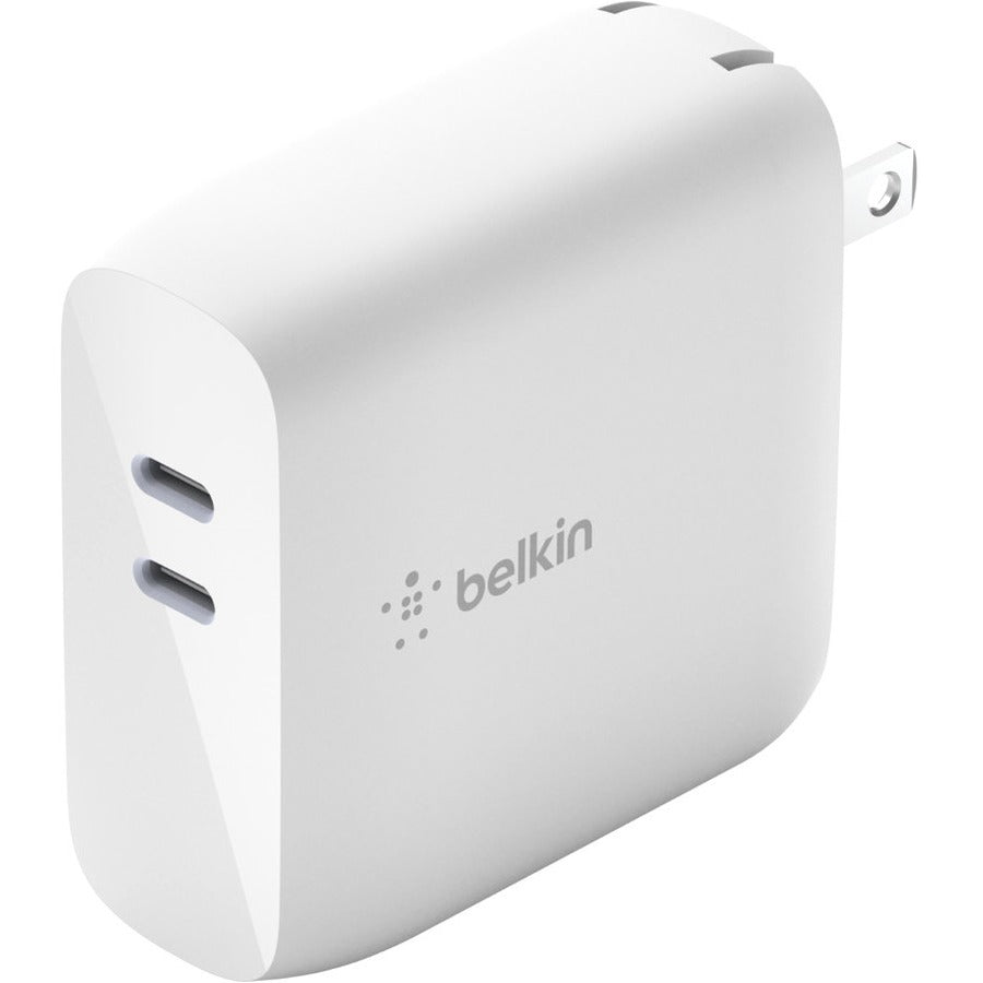 Belkin BoostCharge Dual USB-C Power Delivery GaN Wall Charger 68W Laptop Chromebook Charging - Power Adapter WCH003DQWH