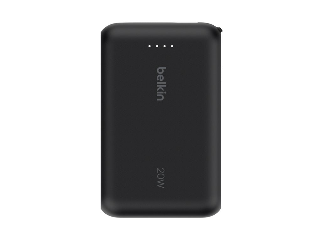 Belkin BoostCharge - Power bank - with integrated cable - 10000 mAh - 20 Watt - Fast Charge - 2 output connectors (24 pin USB-C) BPB021FQBK