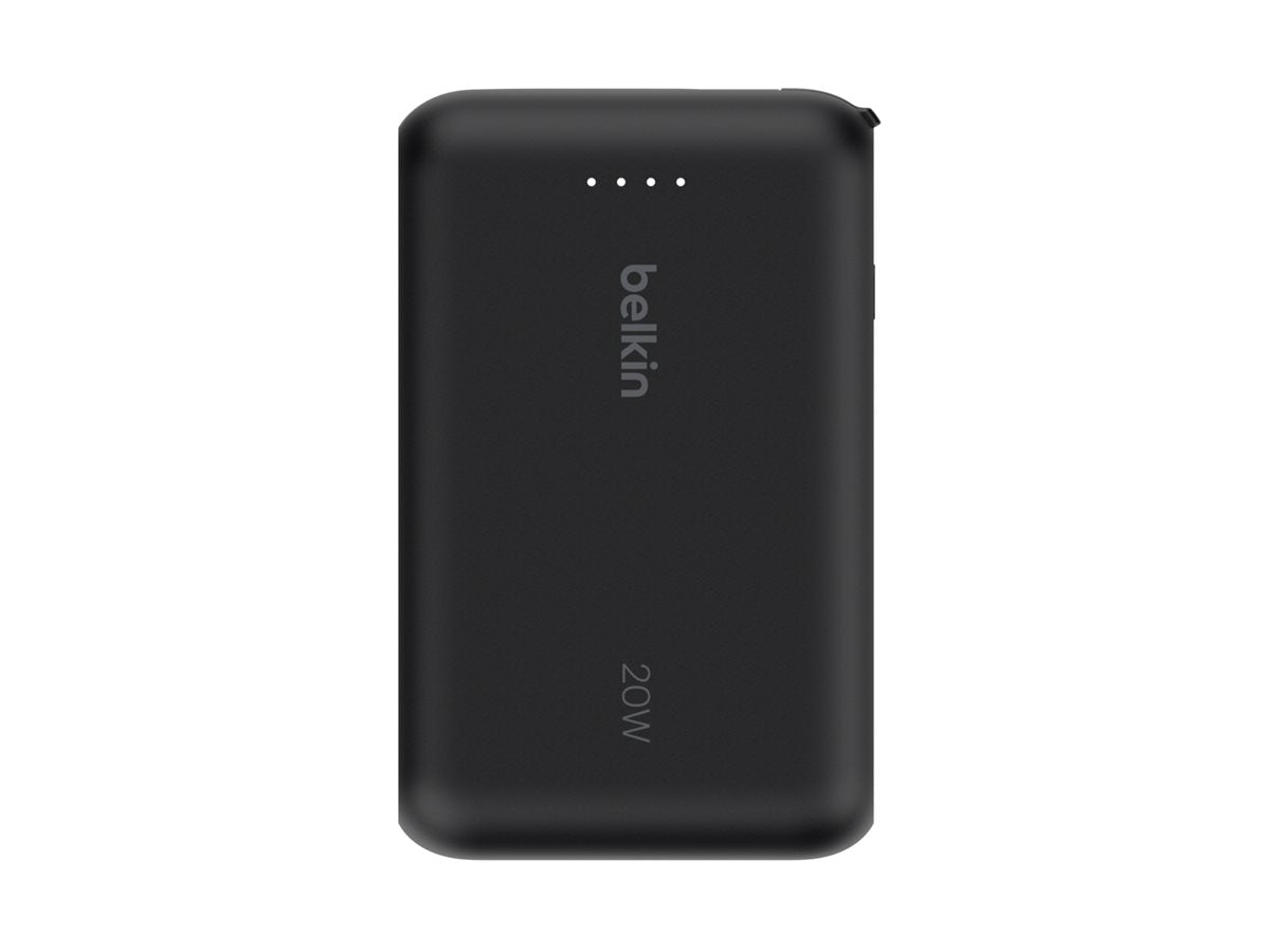Belkin BoostCharge - Power bank - with integrated cable - 10000 mAh - 20 Watt - Fast Charge - 2 output connectors (24 pin USB-C) BPB021FQBK