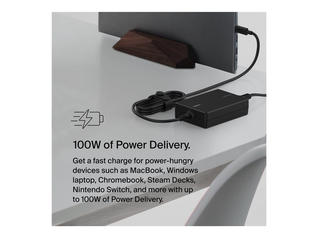 Belkin Connect - Power adapter - GaN technology - 100 Watt - PD (24 pin USB-C) - black INC016TTBK