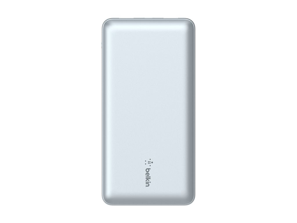 Belkin - Power bank - 10000 mAh - 15 Watt - 3 A - 3 output connectors (2 x USB, 24 pin USB-C) - on cable: USB-C - silver BPB011BTSL