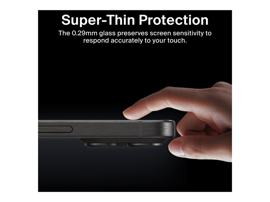 Belkin ScreenForce InvisiGlass - Screen protector for cellular phone - treated - glass - with privacy filter - 4-way - for Apple OVA170FQ