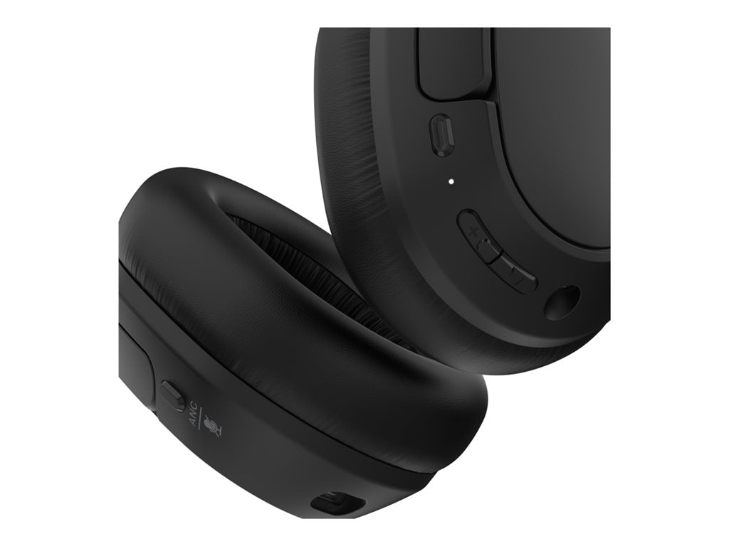 Belkin SoundForm Isolate - Headphones with mic - full size - Bluetooth - wireless, wired - active noise canceling - USB-C, 3.5 AUD008FQBK