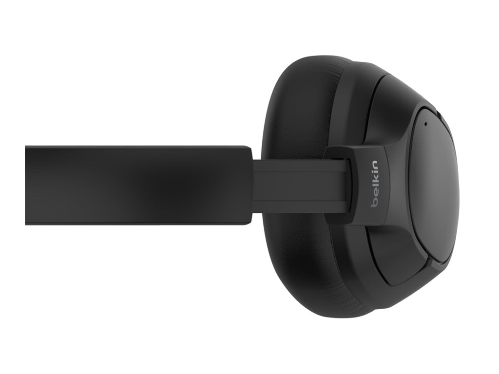 Belkin SoundForm Isolate - Headphones with mic - full size - Bluetooth - wireless, wired - active noise canceling - USB-C, 3.5 AUD008FQBK