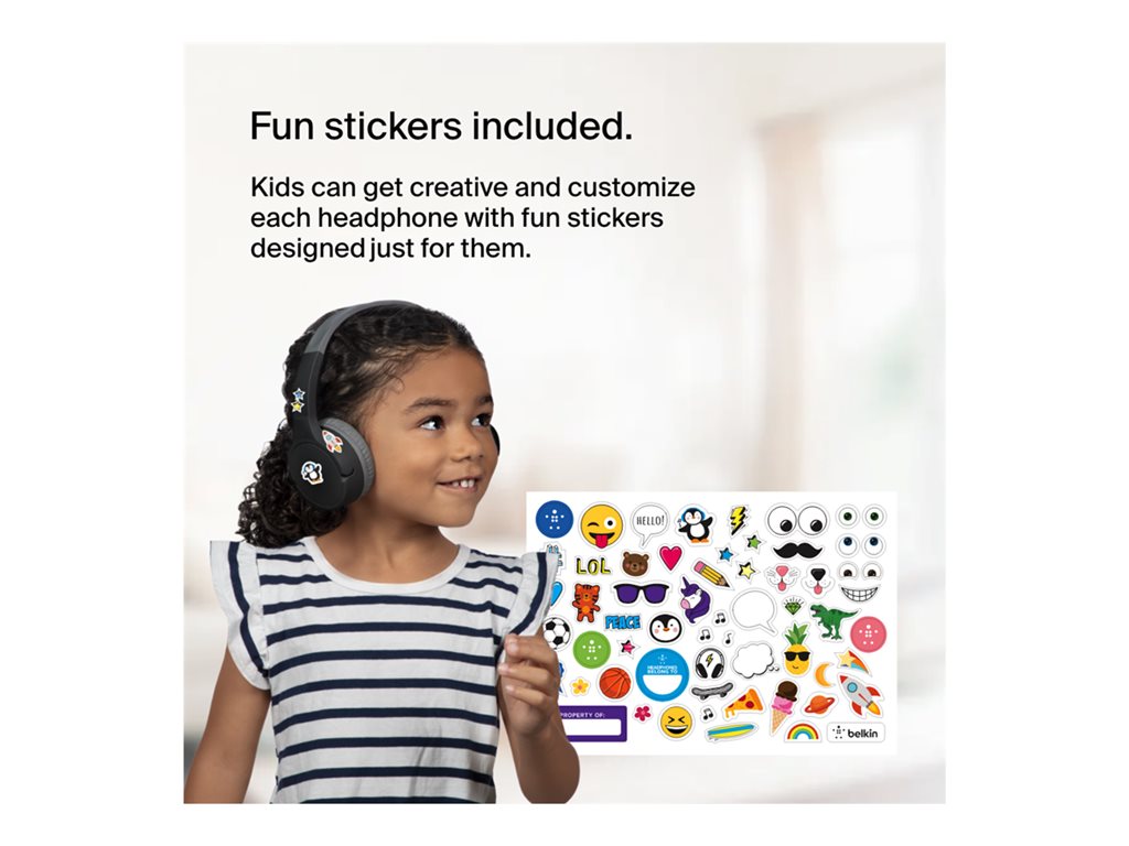 Belkin SoundForm Mini - Headphones with mic - on-ear - Bluetooth - wireless, wired - 3.5 mm jack - black AUD002BTBKV3
