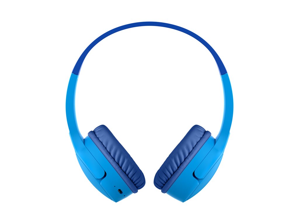 Belkin SoundForm Mini - Headphones with mic - on-ear - Bluetooth - wireless, wired - 3.5 mm jack - blue AUD002BTBLV3