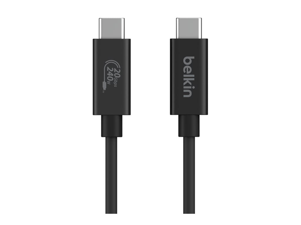 Belkin - USB cable - 24 pin USB-C (M) to 24 pin USB-C (M) - USB 2.0 / USB 3.0 / USB 3.2 / USB 4.0 /Thunderbolt 3 / Thunderbolt INZ004BT2MBK