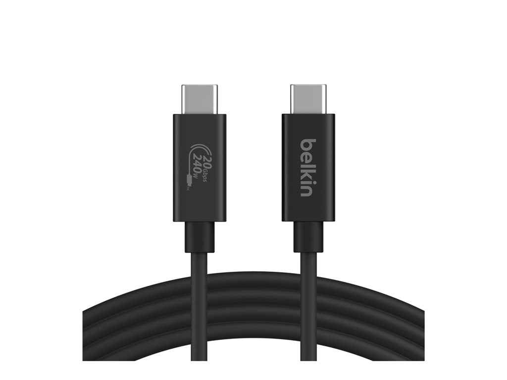 Belkin - USB cable - 24 pin USB-C (M) to 24 pin USB-C (M) - USB 2.0 / USB 3.0 / USB 3.2 / USB 4.0 /Thunderbolt 3 / Thunderbolt INZ004BT2MBK