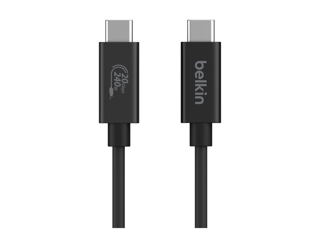 Belkin - USB cable - 24 pin USB-C (M) to 24 pin USB-C (M) - USB 2.0 / USB 3.0 / USB 3.2 / USB 4.0 /Thunderbolt 3 / Thunderbolt INZ004TT1.2MBK