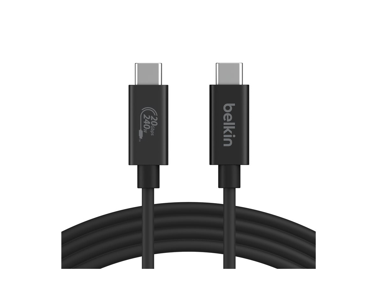 Belkin - USB cable - 24 pin USB-C (M) to 24 pin USB-C (M) - USB 2.0 / USB 3.0 / USB 3.2 / USB 4.0 /Thunderbolt 3 / Thunderbolt INZ004TT1.2MBK