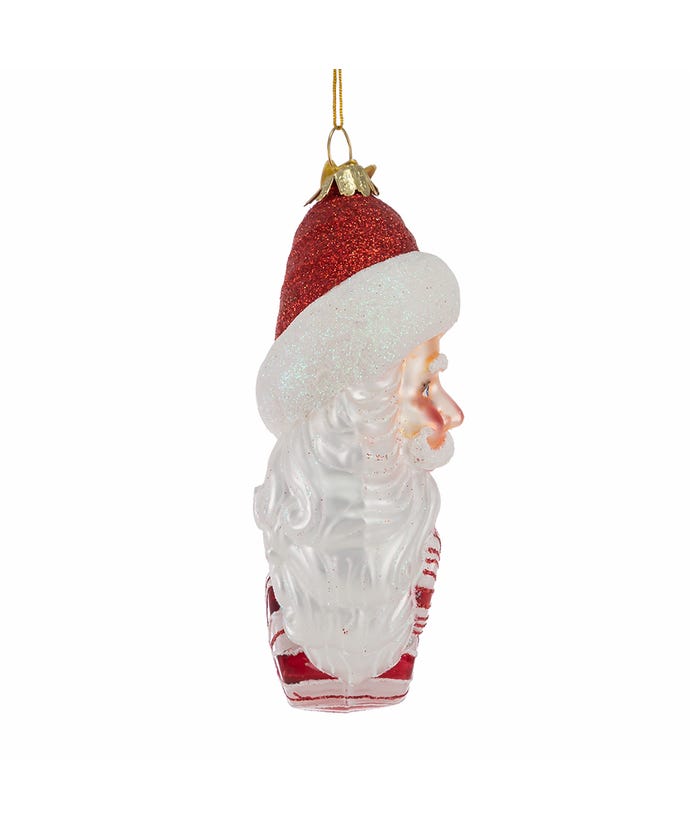 Bellissimo Glass Santa Candy Wreath Ornament