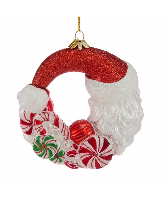 Bellissimo Glass Santa Candy Wreath Ornament