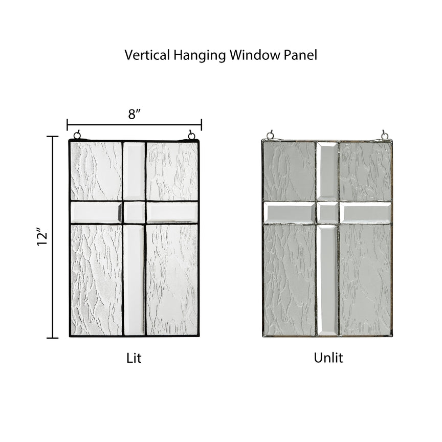 Beveled Cross Clear Glass Window Panel