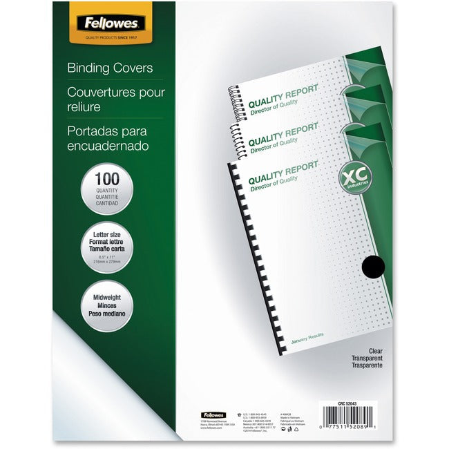 Binding Covers Crystals Clear Ltr Size 1