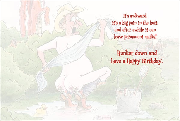 Birthday Card - Squattin With Spurs On