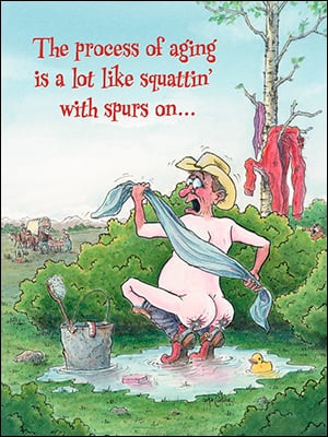 Birthday Card - Squattin With Spurs On