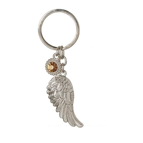 Birthstone Angel Wing Keyring -