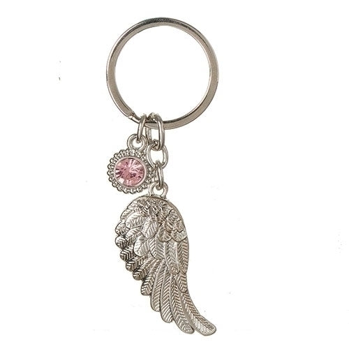 Birthstone Angel Wing Keyring -