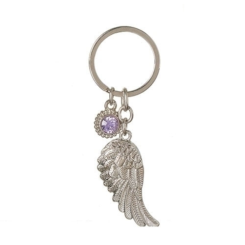 Birthstone Angel Wing Keyring -