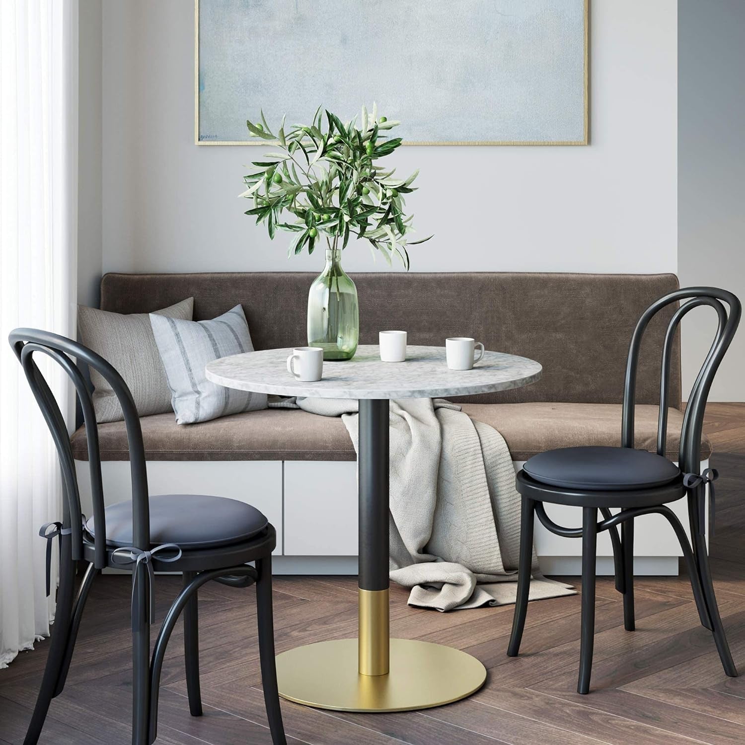 Bistro Lucy Round Dining Table With Faux Carrara Marble