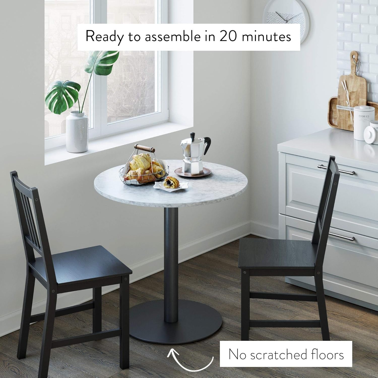 Bistro Lucy Small Dining Table Marble Top Modern Kitchen