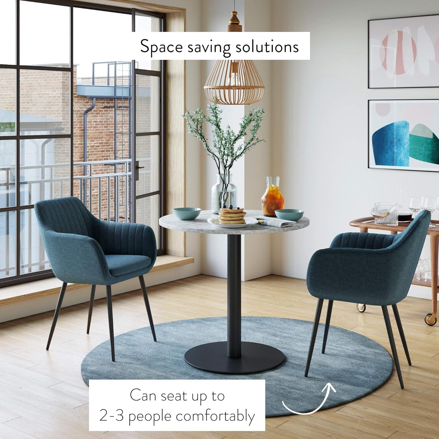 Bistro Lucy Small Dining Table Marble Top Modern Kitchen