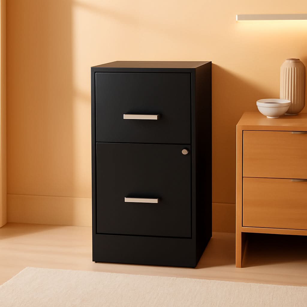 Black 2 Drawer Vertical File Cabinet For Office Use