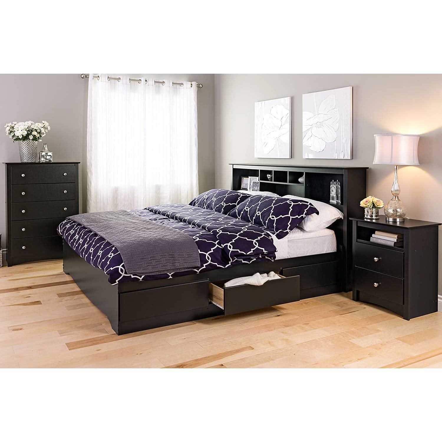 Black 5 Drawer Bedroom Dresser Chest With Ample Storage