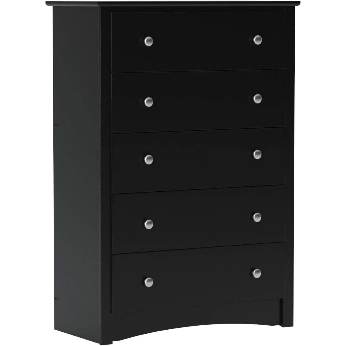 Black 5 Drawer Bedroom Dresser Chest With Ample Storage