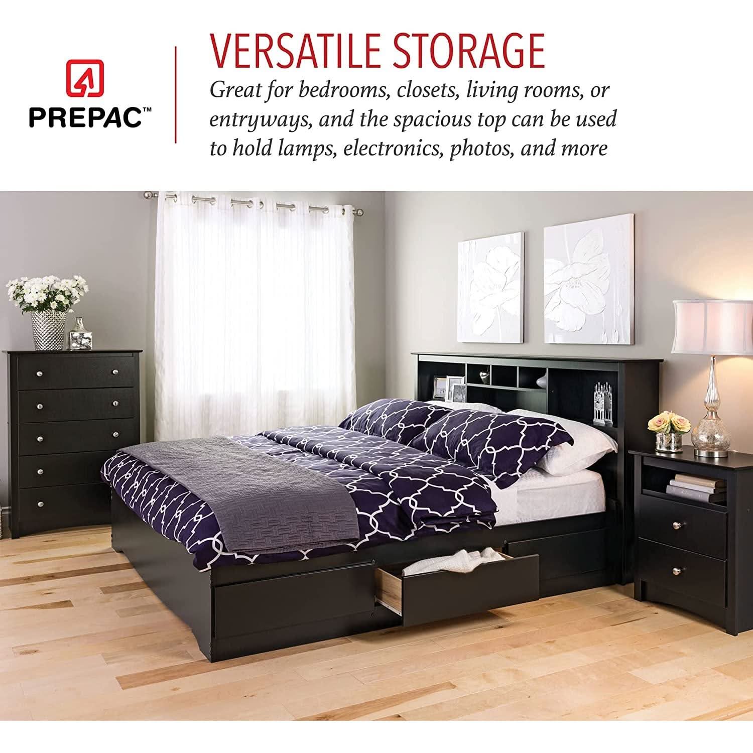 Black 5 Drawer Bedroom Dresser Chest With Ample Storage