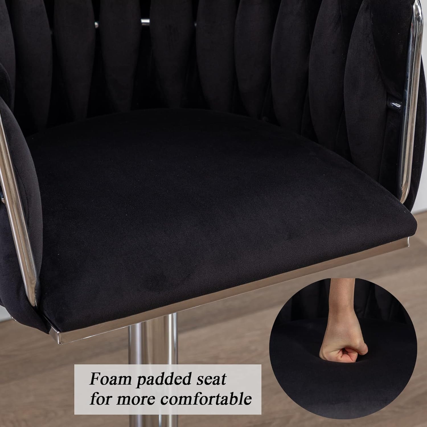 Black Adjustable Swivel Bar Stools Set Of 2 For Kitchen