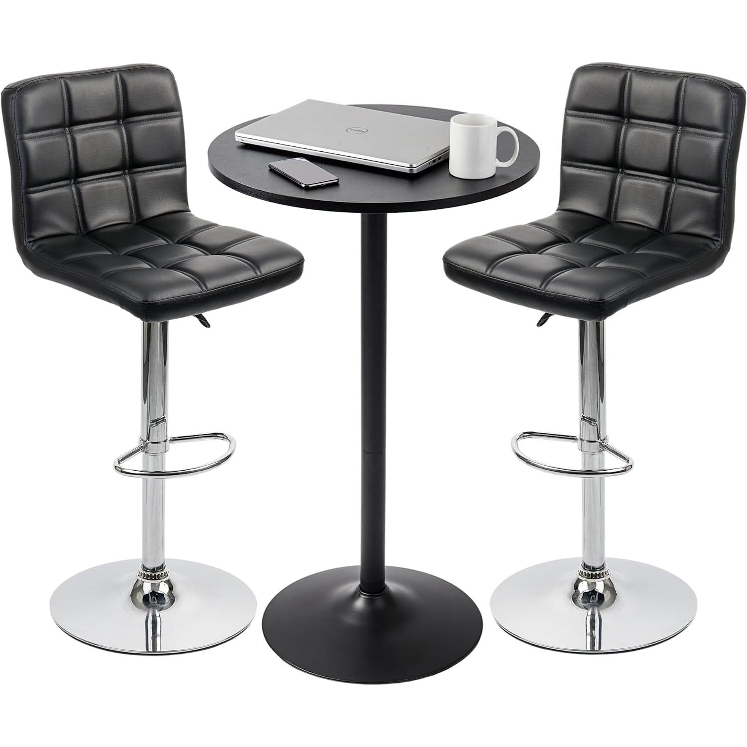 Black Bar Height Bistro Table Modern Sleek For Cafes