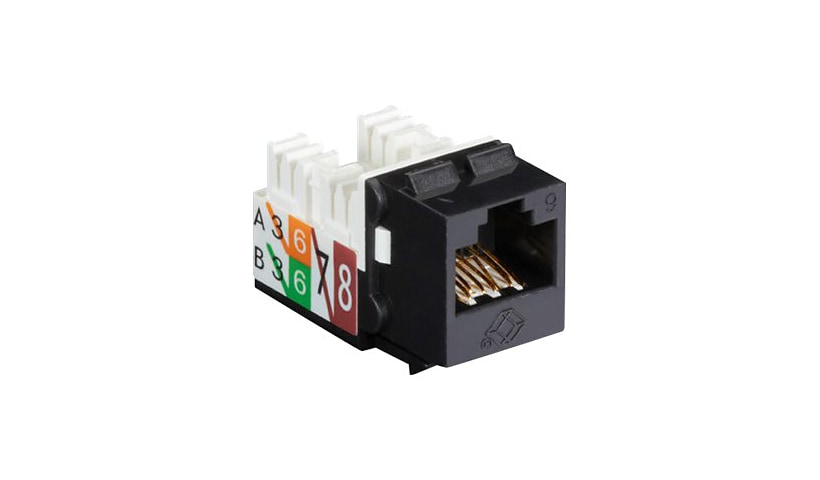 Black Box 25-PK Black Unshielded CAT6 Keystone Jack, 110 Punchdown, TAA FMT631-R3-25PAK
