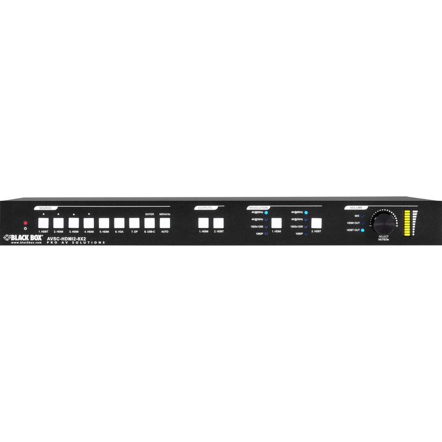 Black Box 8x2 Video Matrix Switcher, 18G Seamless Switching, HDMI 2.0
