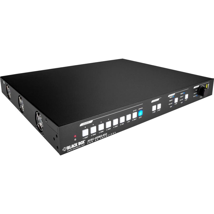 Black Box 8x2 Video Matrix Switcher, 18G Seamless Switching, HDMI 2.0