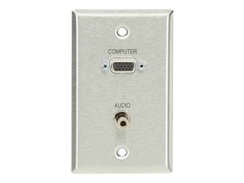 Black Box A/V Stainless Wallplate Feed-Through Coupler - Mounting plate - HD-15, mini-phone stereo 3.5 mm - 1-gang