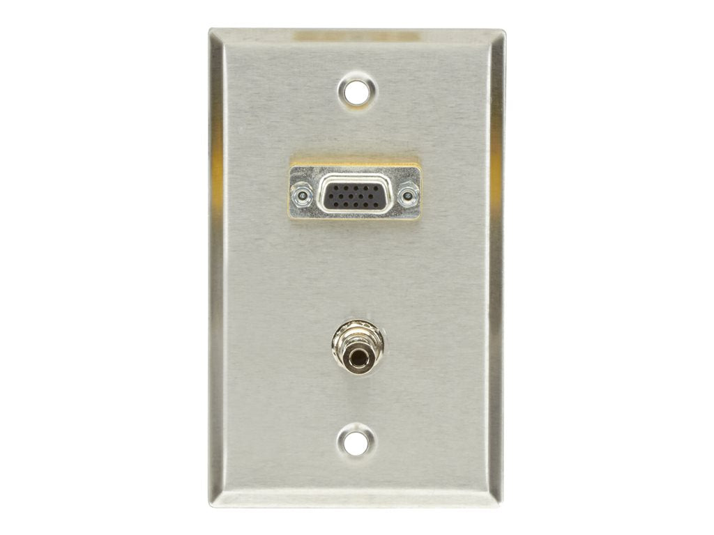 Black Box A/V Stainless Wallplate Feed-Through Coupler - Mounting plate - HD-15, mini-phone stereo 3.5 mm - 1-gang