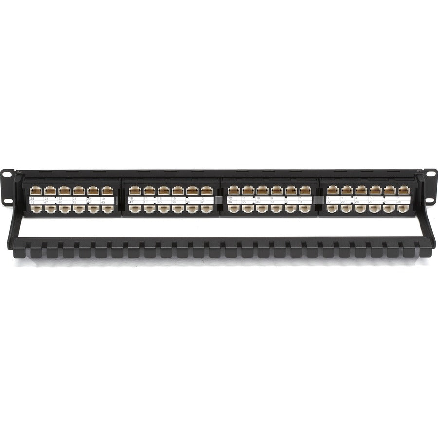 Black Box CAT5e Feed-Through Patch Panel - 1U, Unshielded, 48-Port JPM810A-HD
