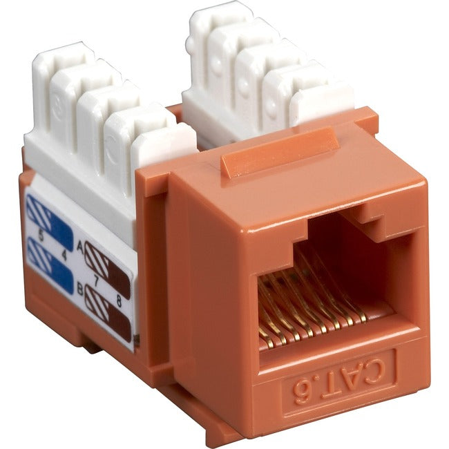 Black Box CAT6 Keystone Jack - Unshielded, RJ45, Orange, 25-Pack CAT6J-OR-25PAK