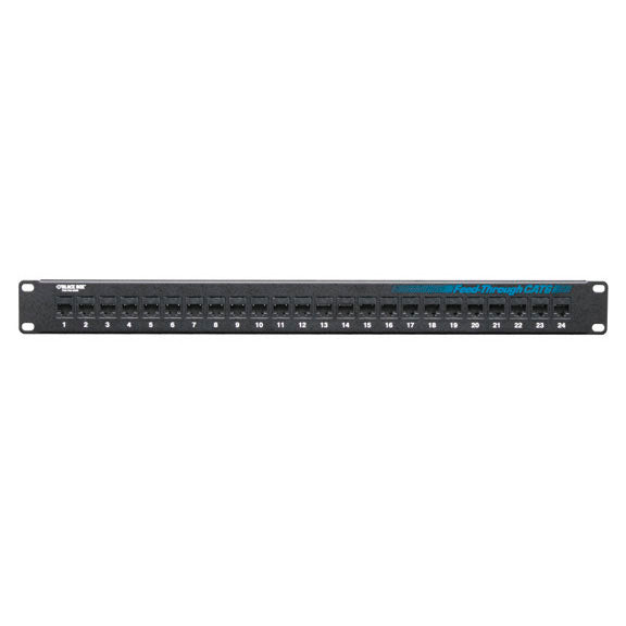 Black Box CAT6 Patch Panel - Feed-Through, 1U, Unshielded, 24-Port JPM818A